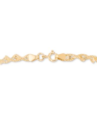 Twist Style Textured Rope Mirror Chain Link Bracelet in 10k Gold