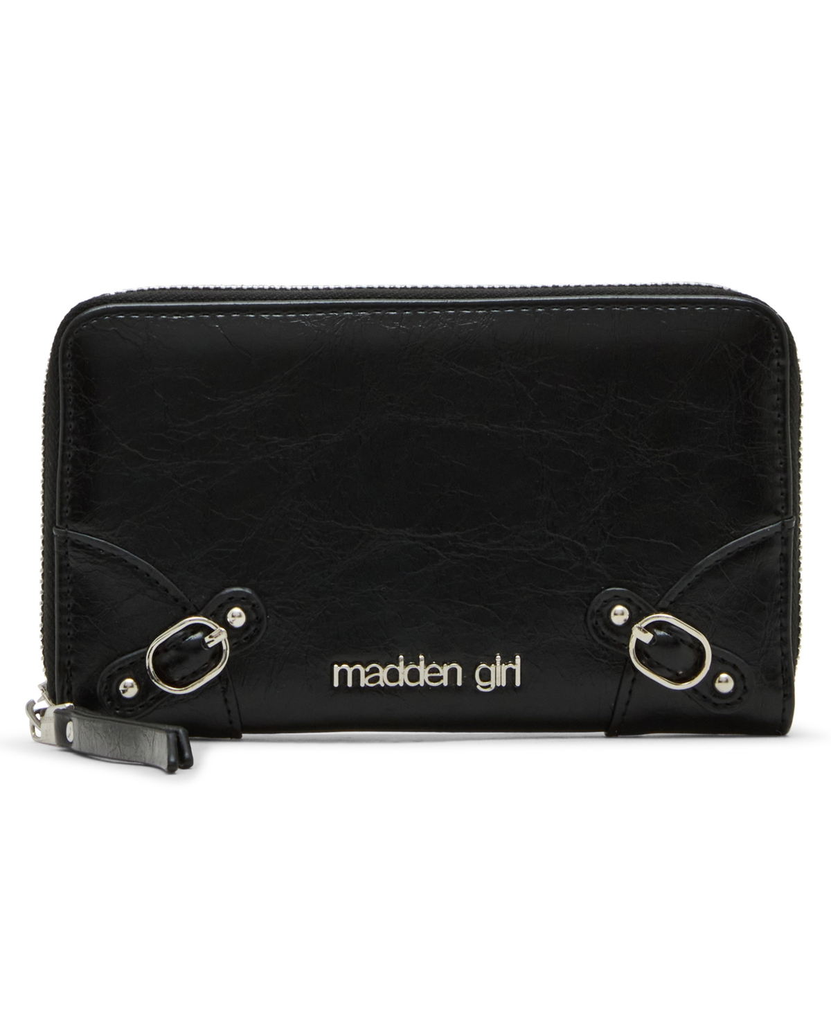 Madden Girl Nyra Polyurethane Zipper Wallet In Black