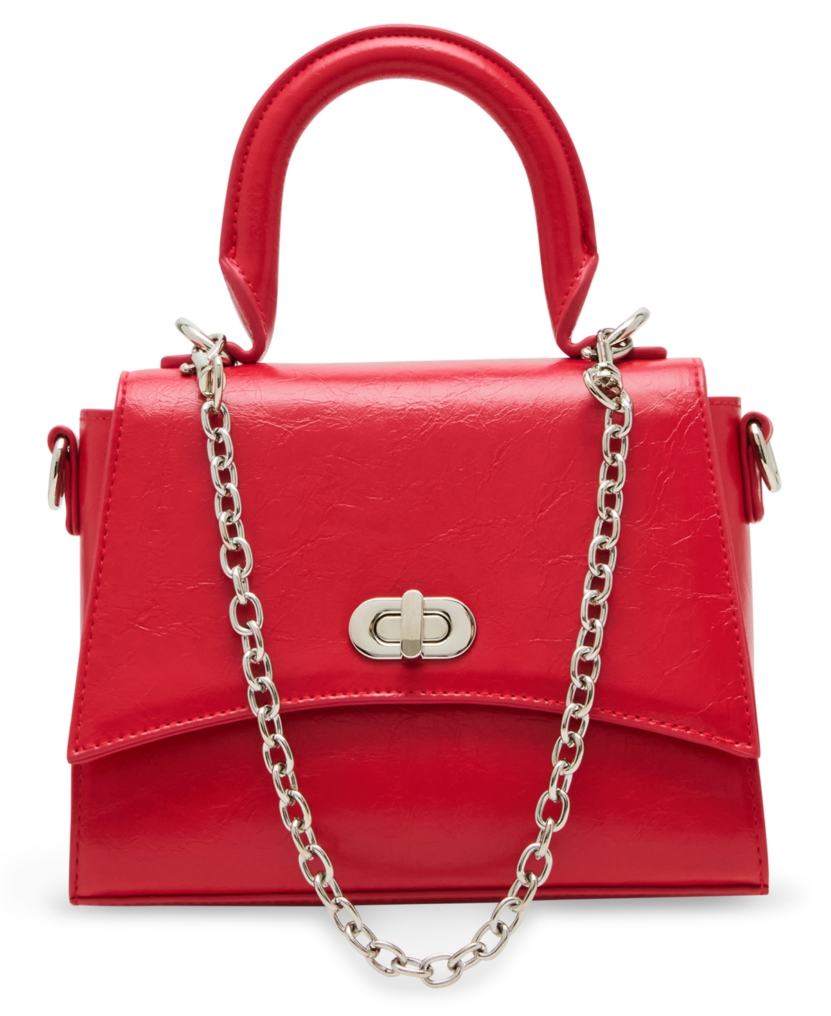 Madden Girl Trissac Crinkle Turn Lock Satchel Bag In Red