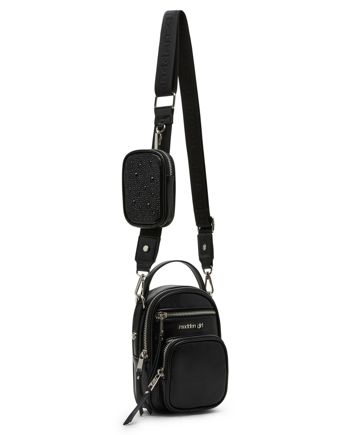 Madden Girl Blakec Crinkle Zipper Crossbody Bag In Black