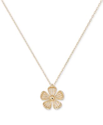 Macy's - Polished Openwork Flower 18" Pendant Necklace in 10k Gold