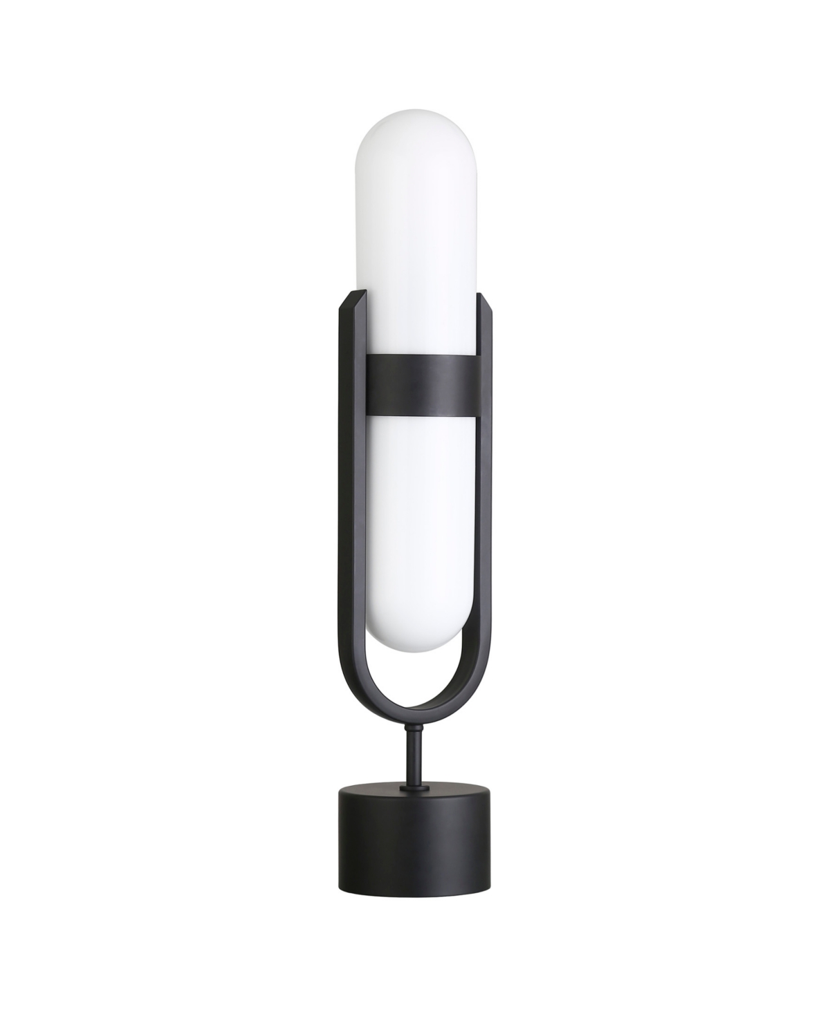 Hudson & Canal Blair 25" Metal Pill-shaped Table Lamp With Milk Glass Shade