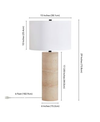 Corbett 29" Metal Natural Travertine Stone Table Lamp with Fabric Shade