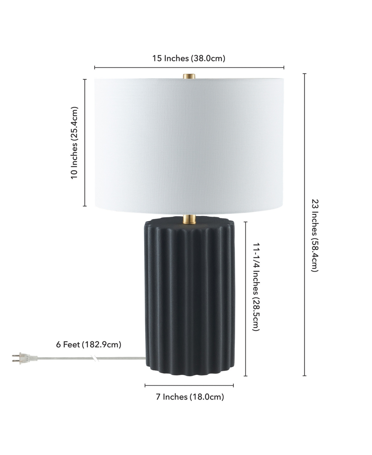 Hudson & Canal Seren 23" Ceramic Table Lamp With Fabric Shade In Black