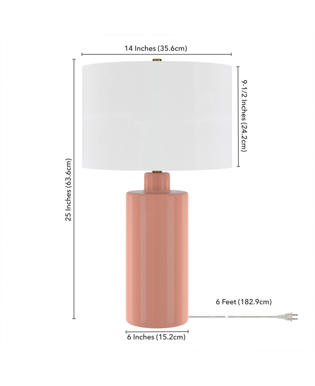 Hudson & Canal Selina 25" Ceramic Table Lamp With Fabric Shade In Pink