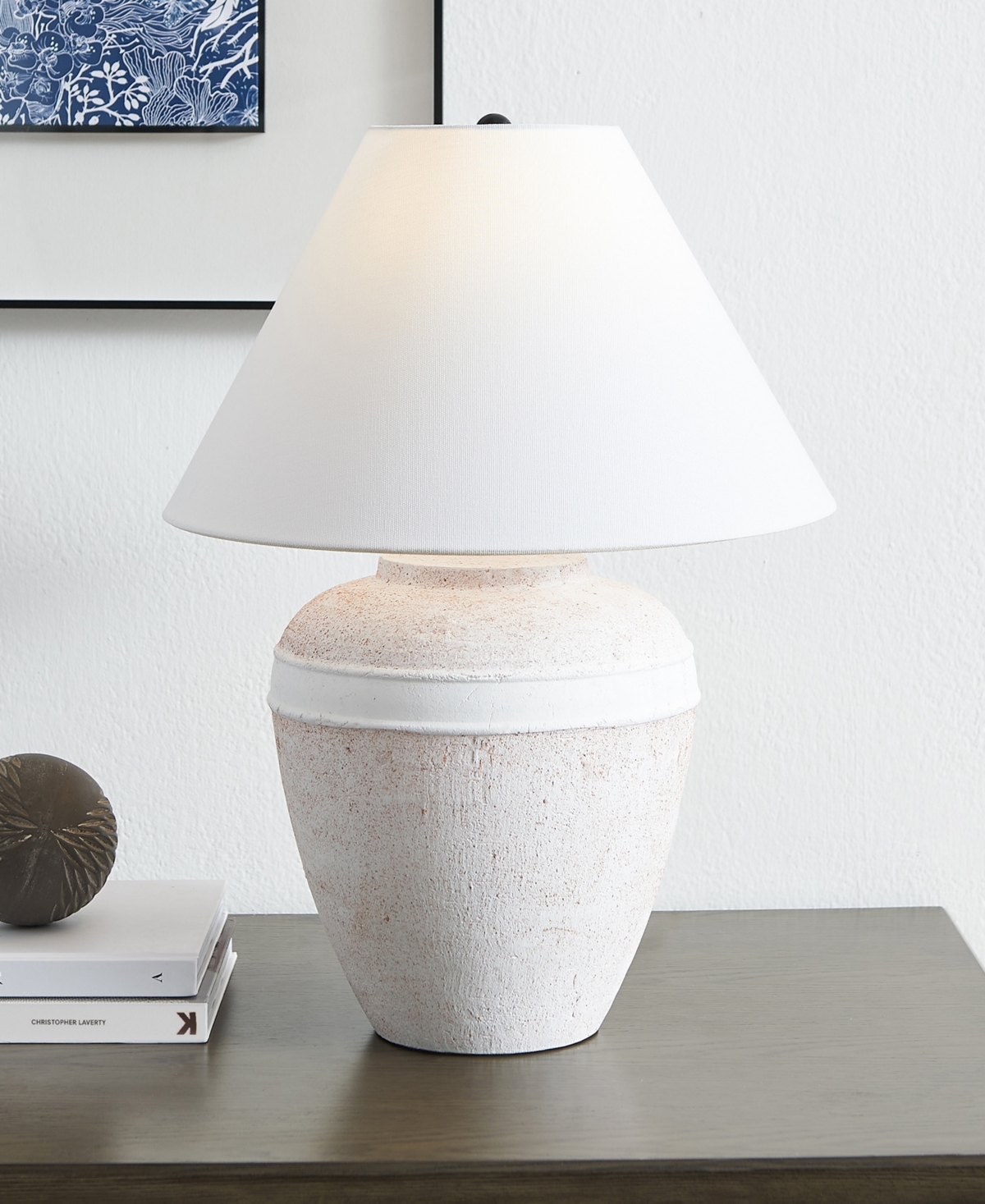 Hudson & Canal Chiara 22.5" Ceramic Table Lamp With Fabric Shade In White