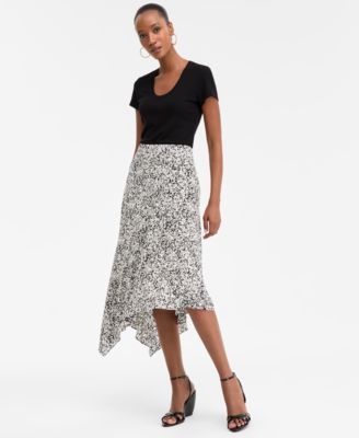 Women's Printed Asymmetrical Midi Skirt, Macy's Exclusive