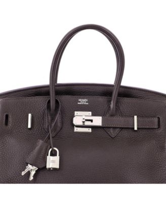 Pre-Owned Hermes Birkin 30 Handbag Brown Clemence with Palladium Hardware