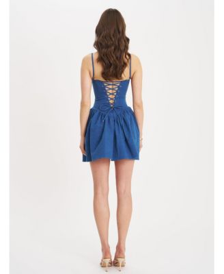 Women's Zafira Cotton Denim Drop Waist Corset Mini Dress