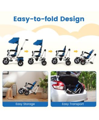 Toddler 5-in-1 Folding Trike 1-5 Years Old with Safety Harness Storage