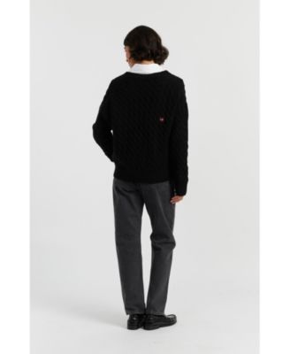 Women's Wool Cashmere Snoopy Cable Cardigan