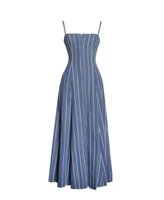 Women's Abygail Stripe Cotton Denim Maxi Dress
