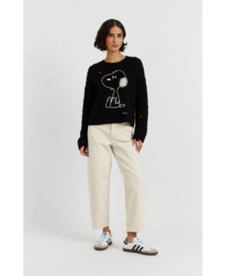 Women's Wool Cashmere Snoopy Cable Sweater
