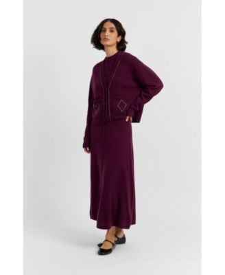 Women's Wool Cashmere Queen of Hearts Cardigan