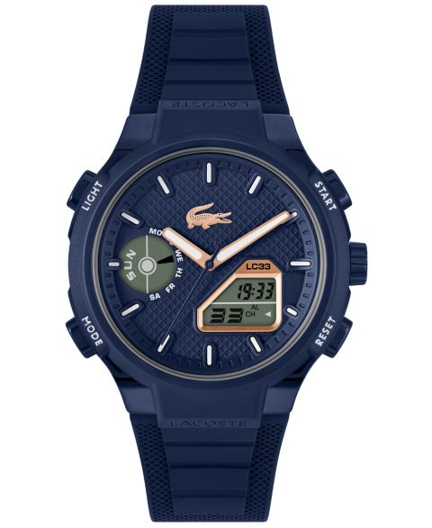 Мужские часы Lacoste LC33 Midnight Navy Silicone Strap Watch, 44.8mm