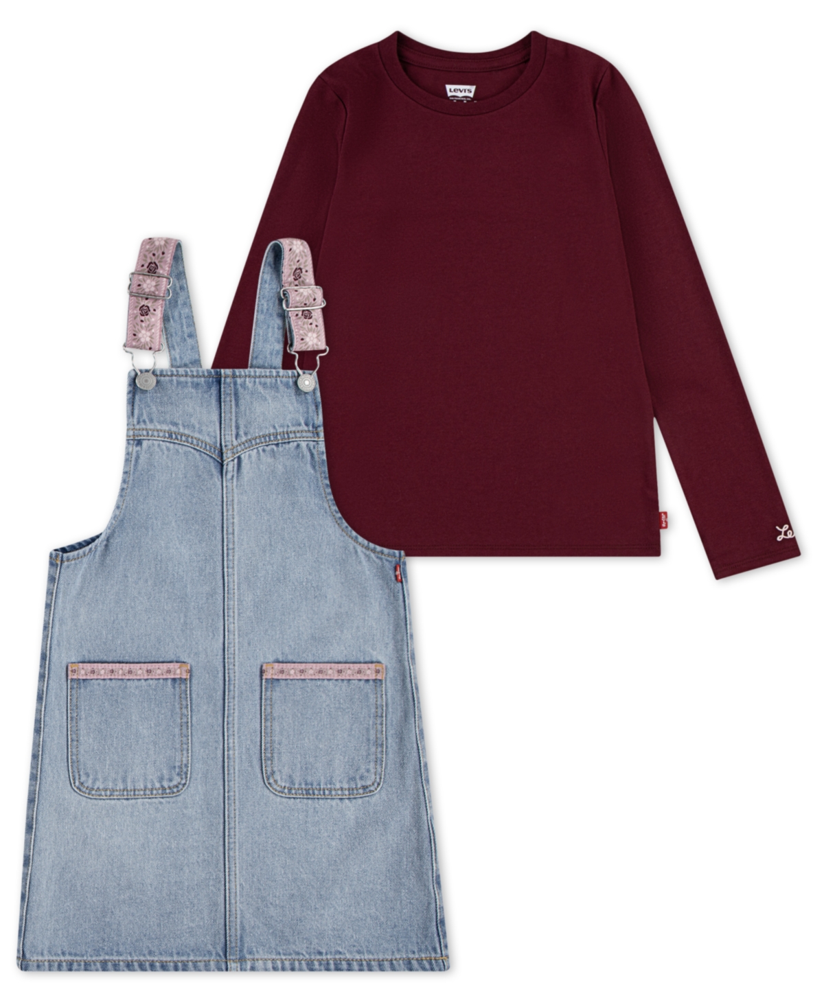 Levi's Little & Toddler Girls 2-piece Long Sleeve T-shirt And Western Skirtall Set In Multi