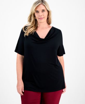 JM Collection - Plus Size Cowlneck Top
