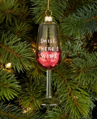 Burgundy Sequin Wine Glass Ornament, Macy's Exclusive