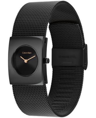 Women's CK Pulse Black IP Stainless Steel Mesh Bracelet Watch 21.5mm