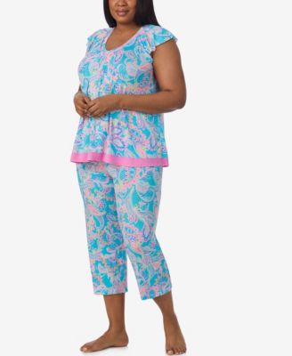 Plus Size Short Sleeve Cropped Pajama Set