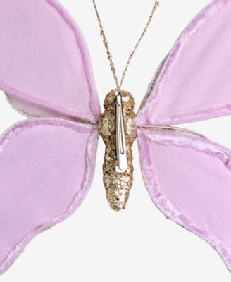 Enchanted Forest Purple Glitter Butterfly Ornament