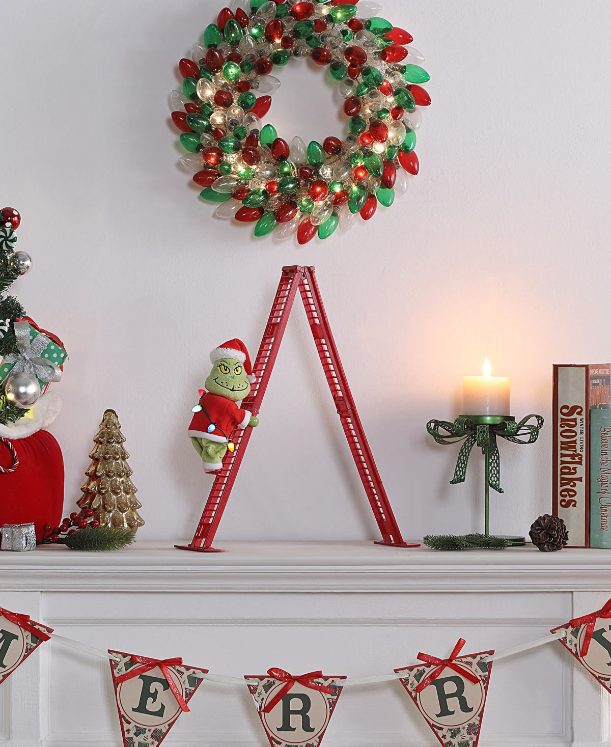 Mr. Christmas Super Climbing Grinch With Ladder In Red