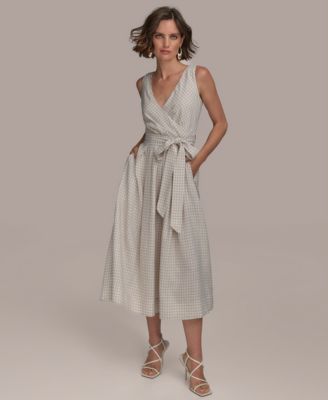 Donna Karan New York Women's Sleeveless V-Neck Midi Dress