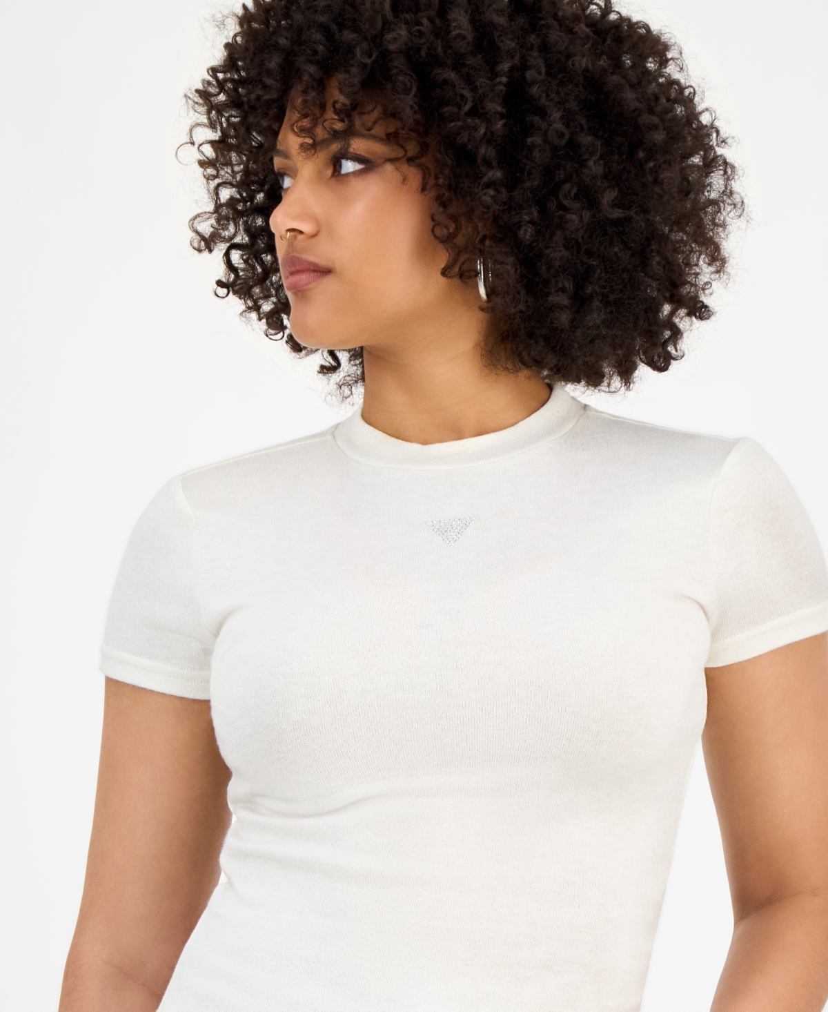 Guess Women's Licia Short-sleeve Mock-neck Top In White