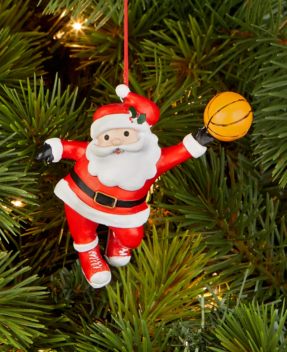 Holiday Lane Sports Basketball Santa Ornament, Macy's Exclusive In Transparent