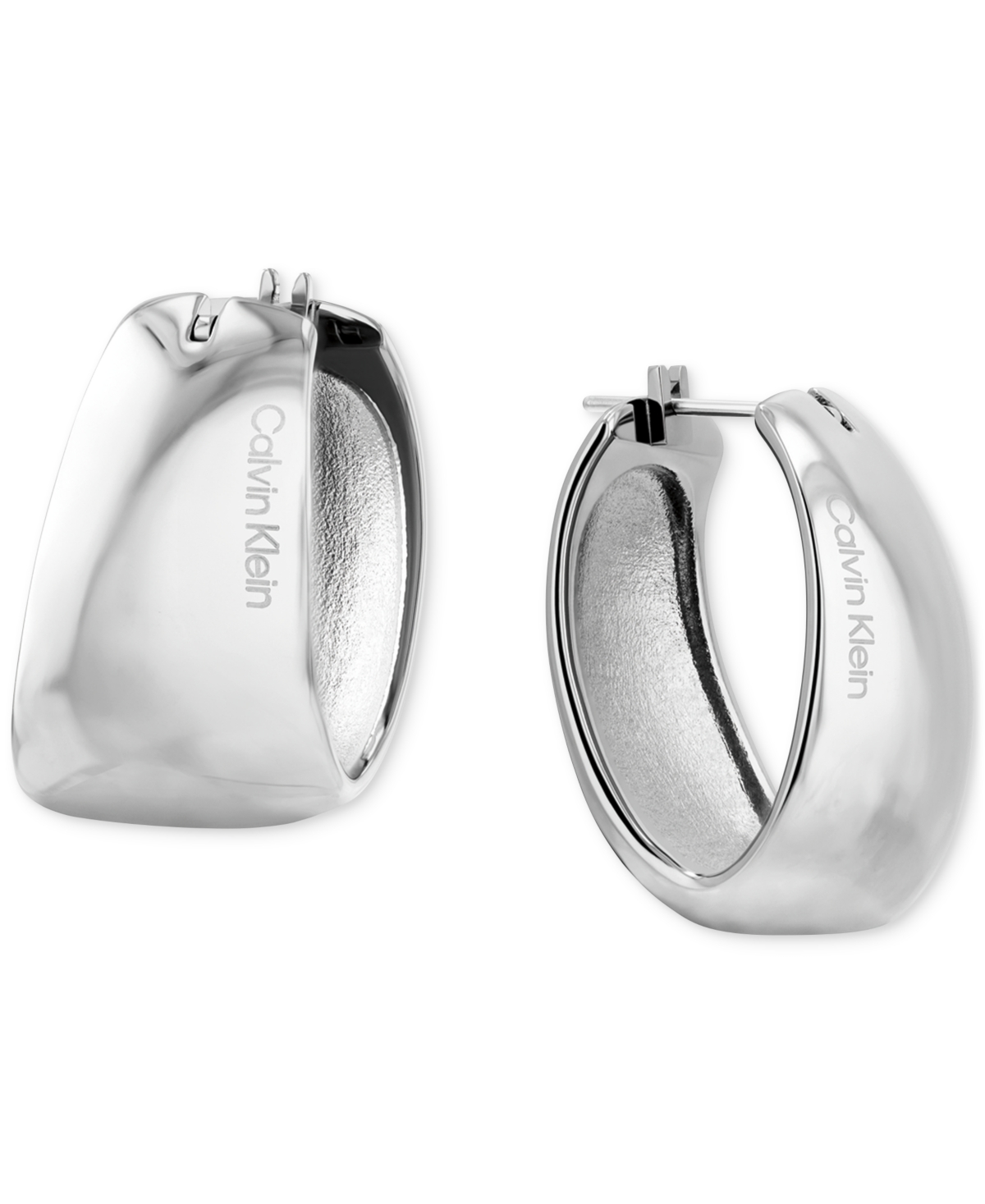 Small Modern Purity Hoop Earrings, 0.97" - Silver