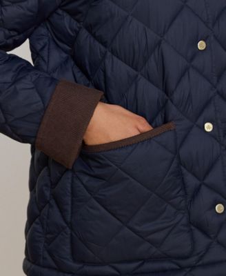 Women's Corduroy-Collar Diamond Quilted Jacket