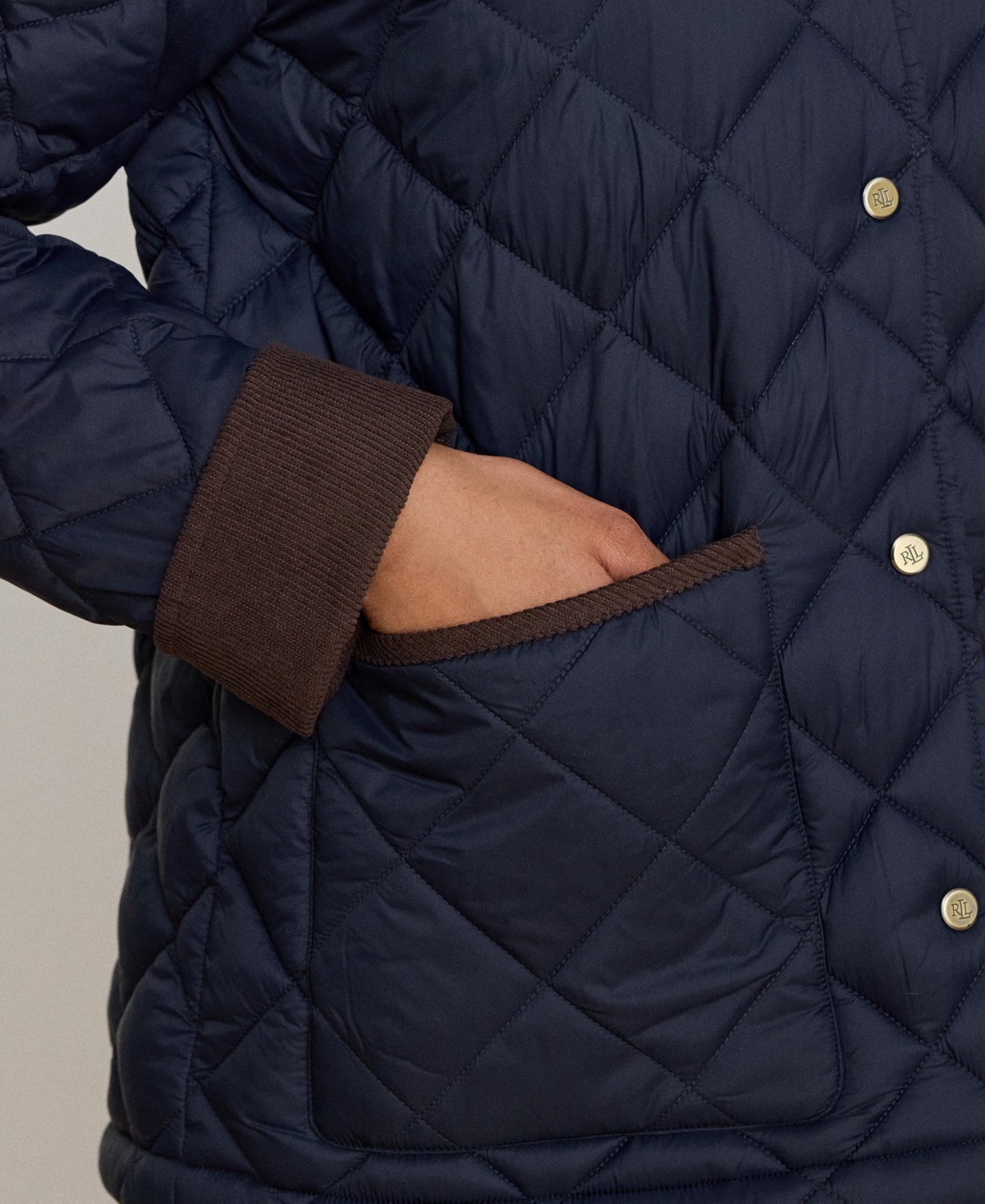 Ralph Lauren Women's Corduroy-collar Diamond Quilted Jacket In Blue