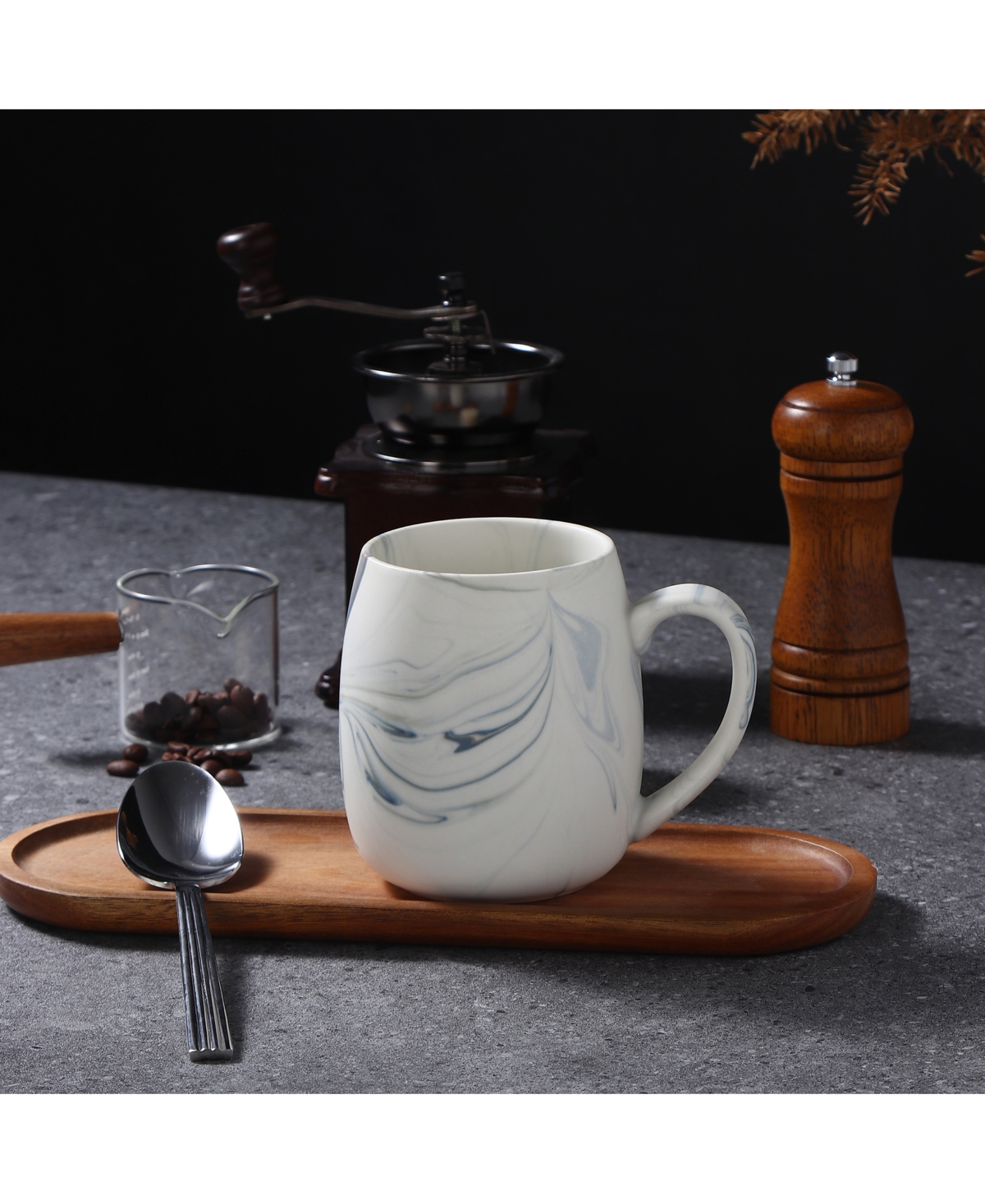 Lorren Home Trends Marble Pattern Mugs, Set Of 4 In Sand
