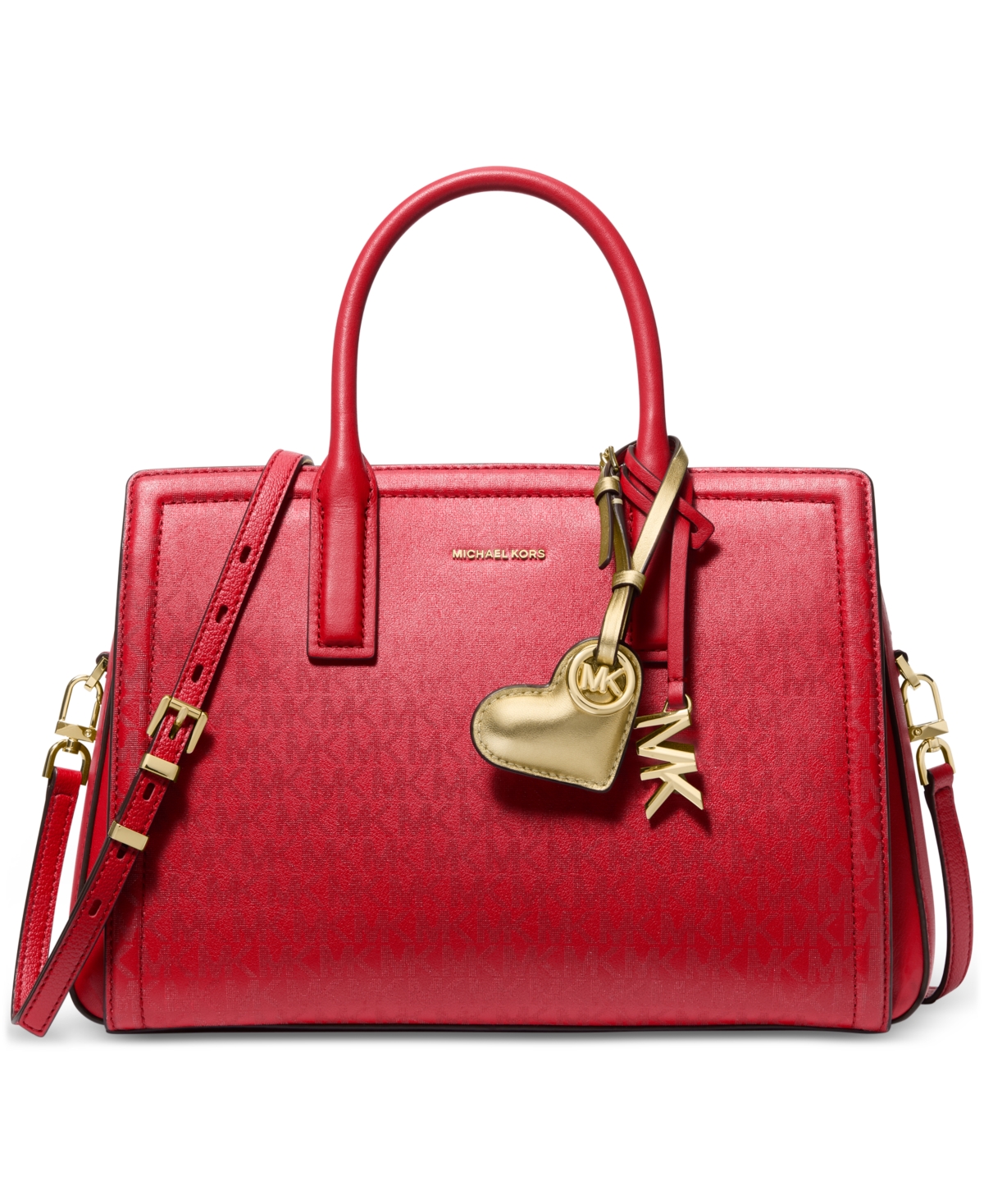 Michael Kors Metallic Puffy Heart Leather Bag Charm In Gold