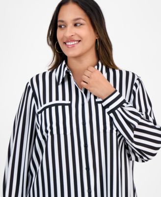 Plus Size Striped Blouse