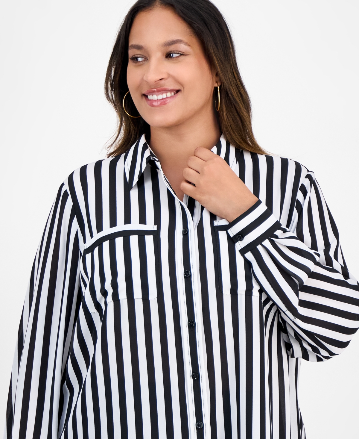 Kasper Plus Size Striped Blouse In Blue