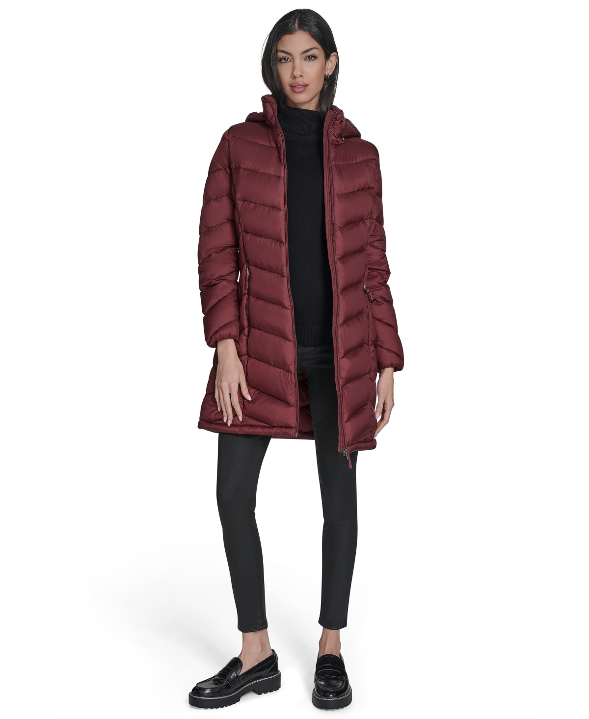 Charter Club Women's Packable Hooded Puffer Coat, Created For Macy's In Red