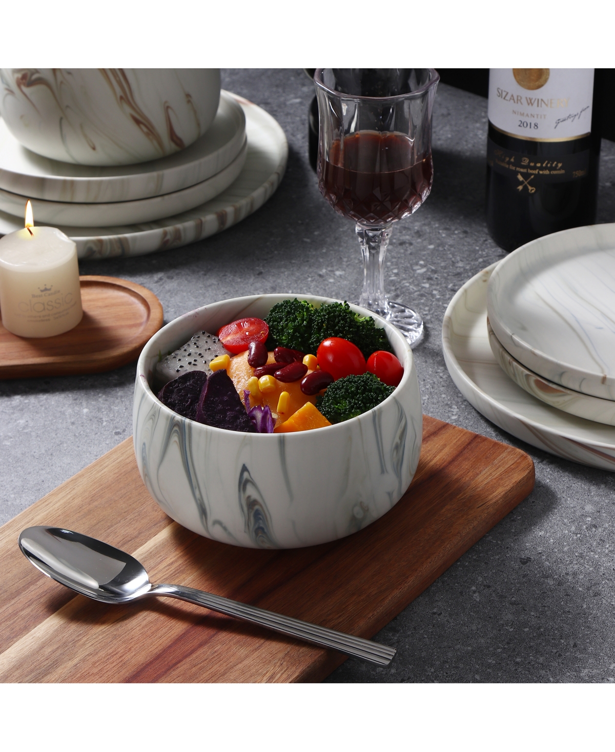 Lorren Home Trends Matte Marble Look 12-pc. Dinnerware Set, Service For 4 In Sand