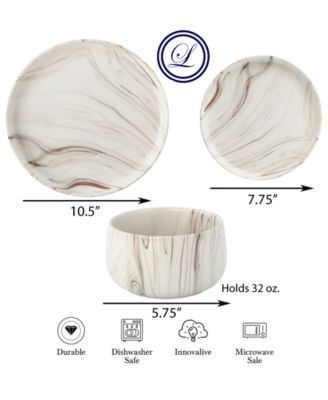 Shiny Marble Look 12-Pc. Dinnerware Set, Service for 4