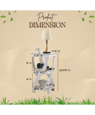 3 Tier End Table - Square End Table - Table for Bedroom - End Table with Shelves - Bedside Nightstand