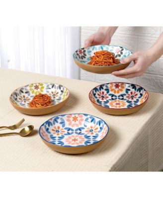 Geo Floral Pasta Bowls, Assorted Set of 4