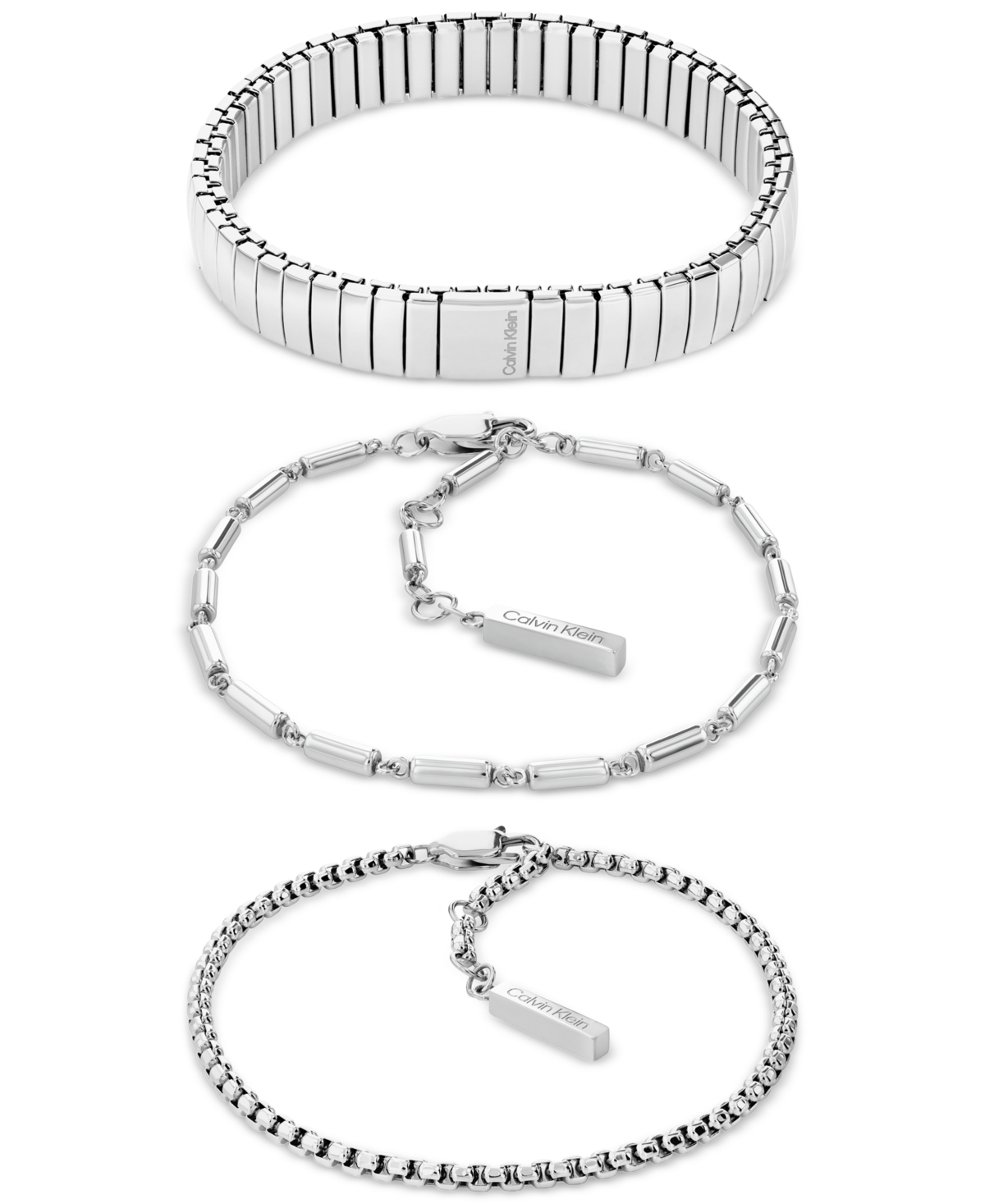 3-Pc. Set Stacked Bracelets - Silver