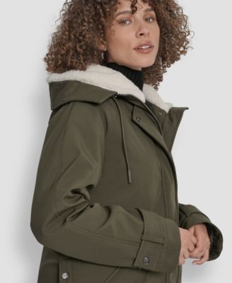 Women's Faux-Fur-Lined Hooded Softshell Coat