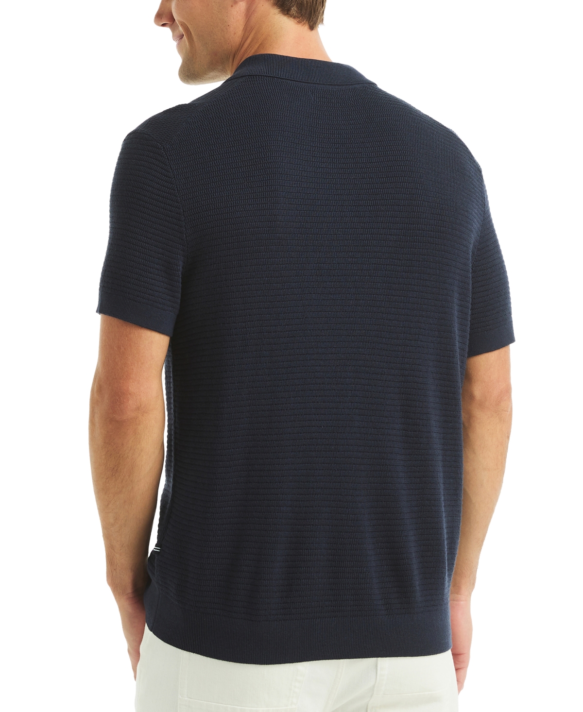 Nautica Men's Short Sleeve Button-front Camp Sweater In Blue