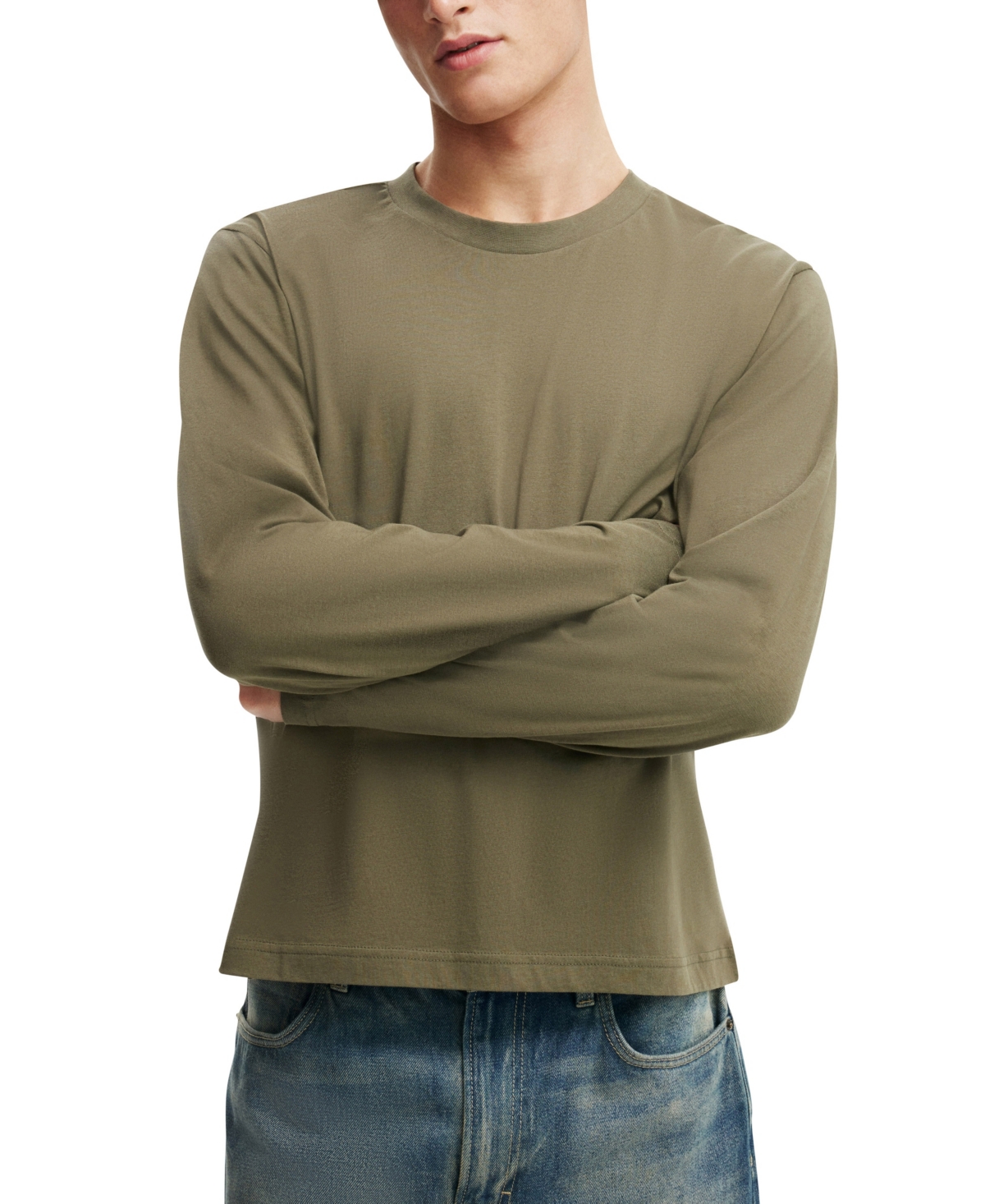 Men's Cropped Fit Long Sleeve T-Shirt - Green