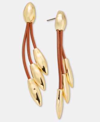 Gold-Tone Leather Tassel Drop Earrings, Macy's Exclusive