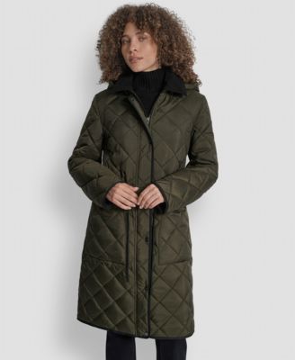 DKNY - Women's Corduroy-Collar Quilted Anorak Coat