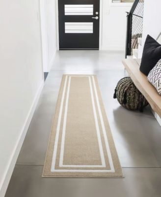 Double Line Border Tufted Runner Rug, 30" x 144"