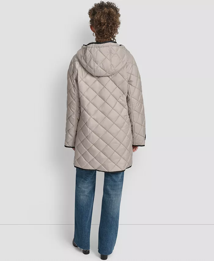 Women's Hooded Toggle Quilted Coat - thumbnail 2