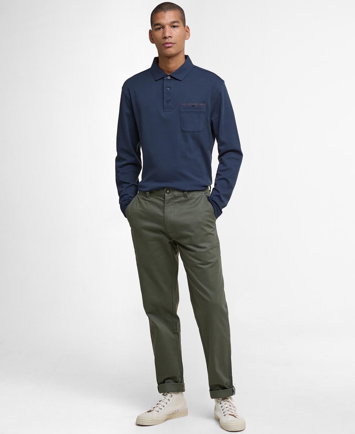 Barbour Long Sleeve Cornpatch Polo Shirt In Blue